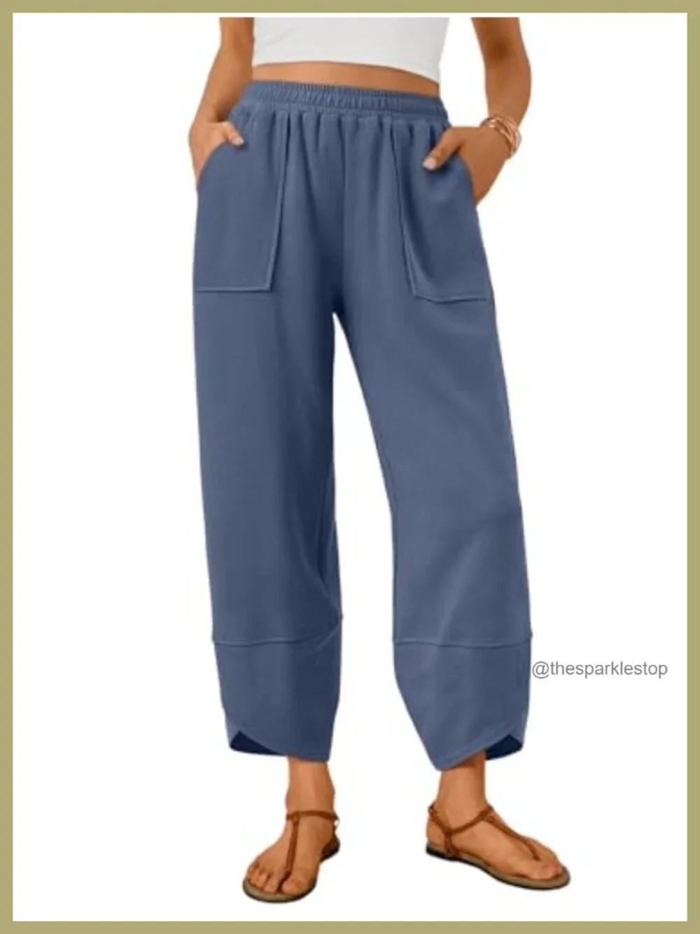 Wide Leg Barrel Sweatpants Cotton Blend Lounge Capris with Pockets Casual